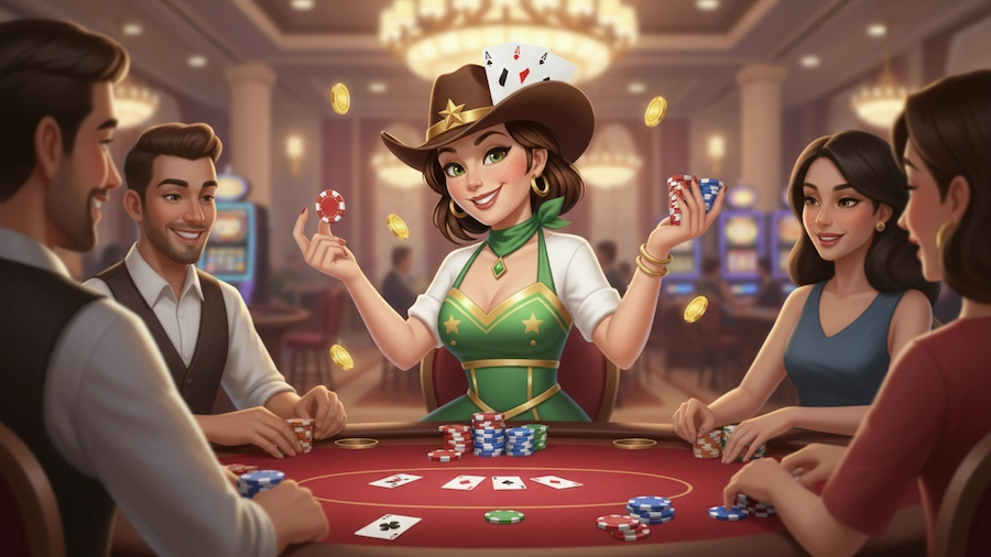 online-casino girl on table