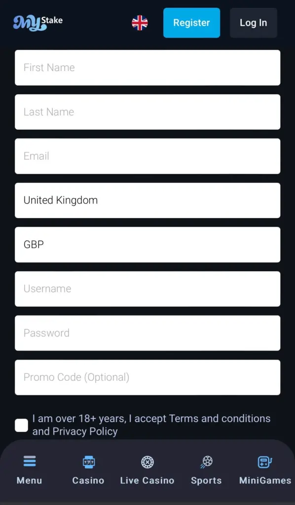 register-casino-mystake